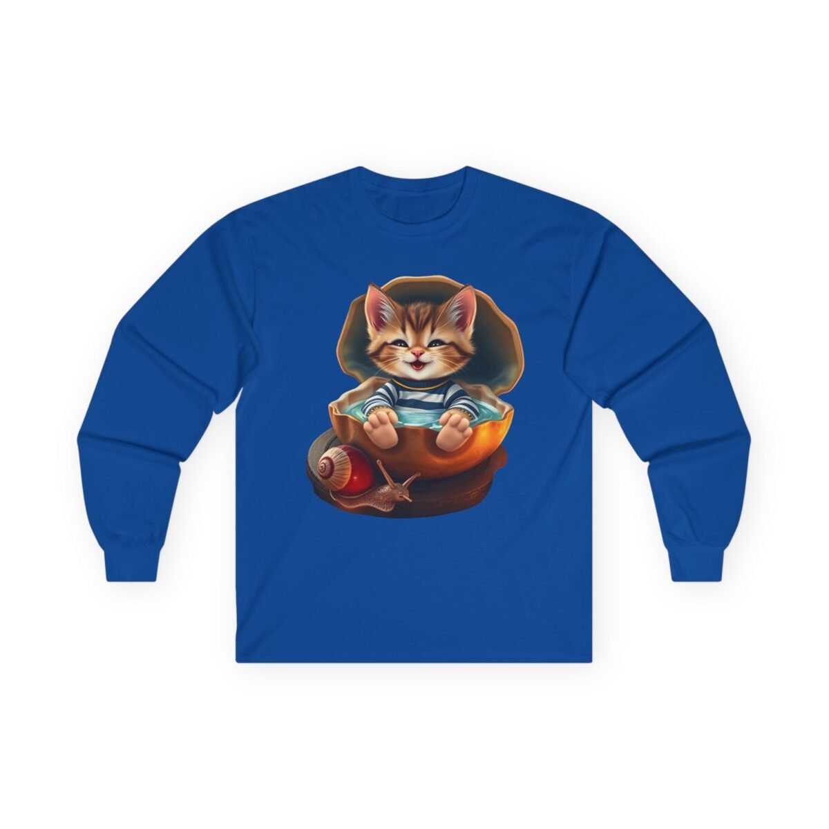 Kitten in Clamshell & Snail Long-Sleeve Tee