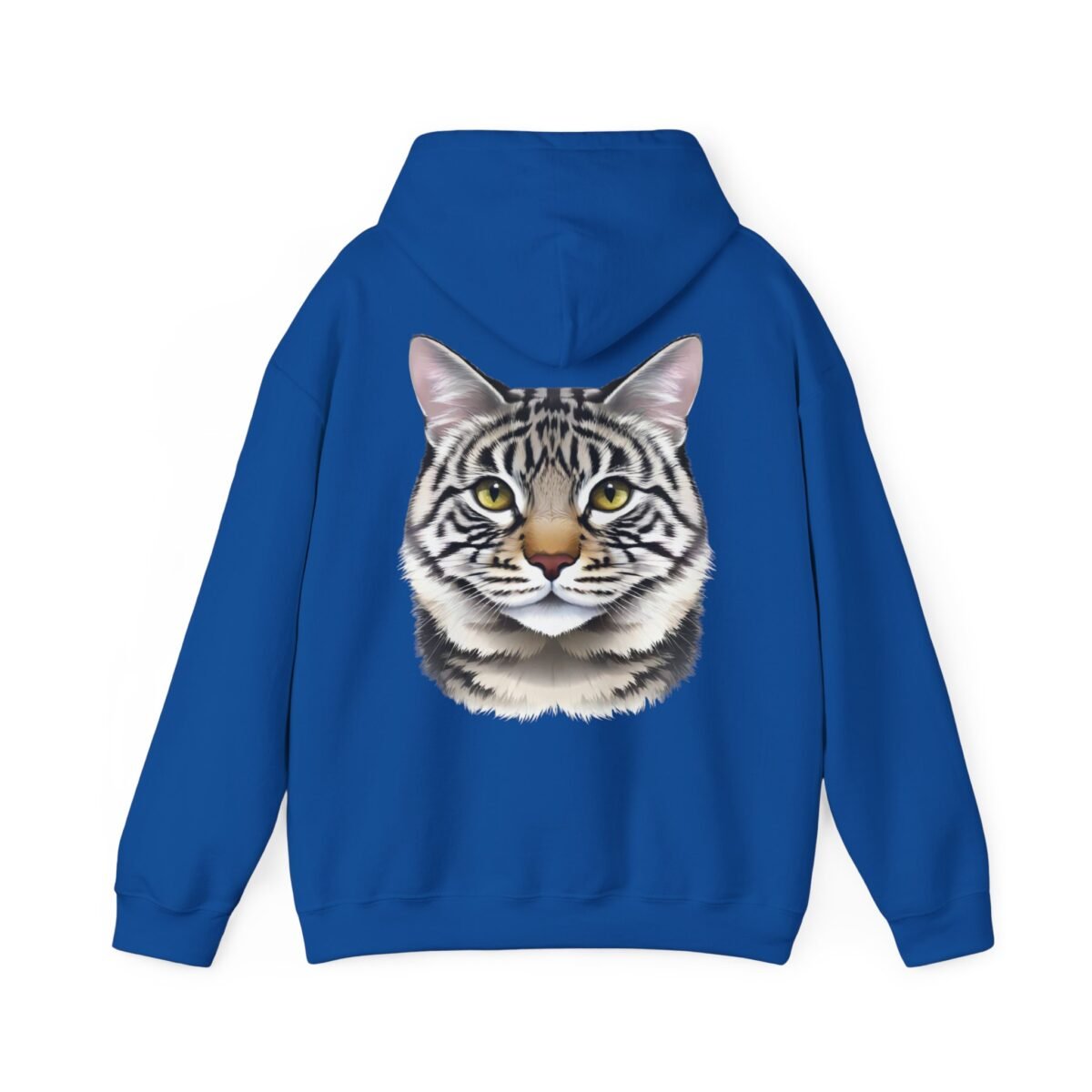 5236739204967618993_2048.jpeg Royal blue hoodie with a realistic tabby cat face graphic on the back.