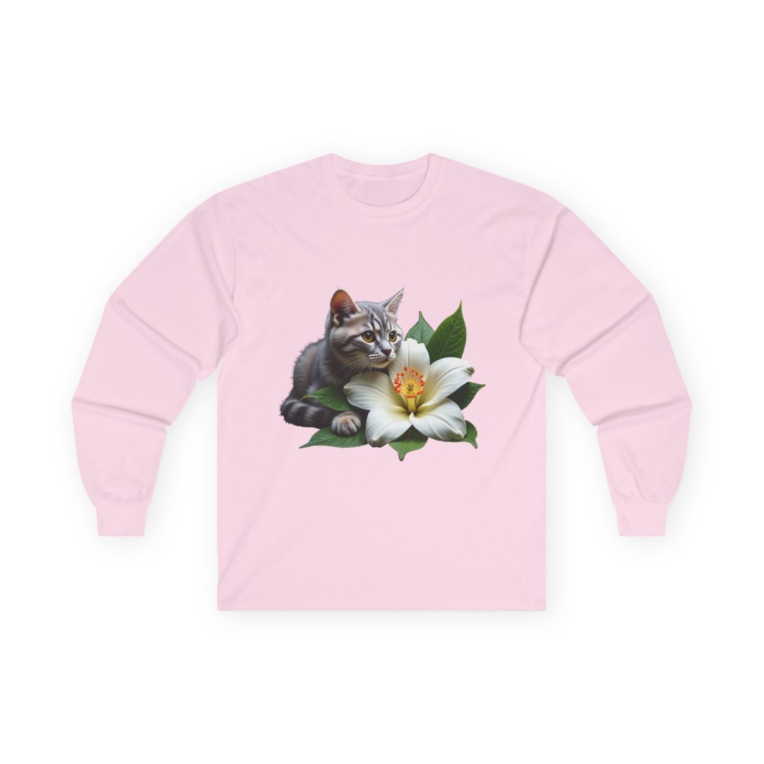 Kitten & Flower Long-Sleeve Graphic Tee