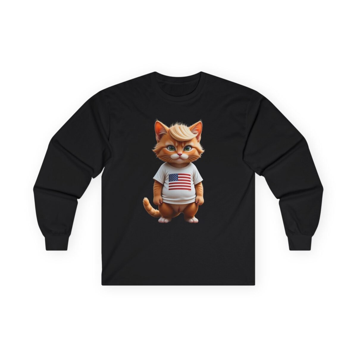 Patriotic Cat Graphic Long Sleeve Tee