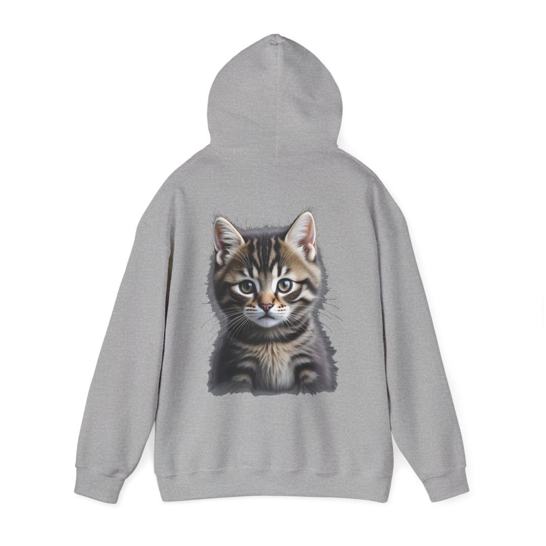 6049312753960777480_2048.jpeg Gray hoodie with a cute tabby kitten illustration on the back.