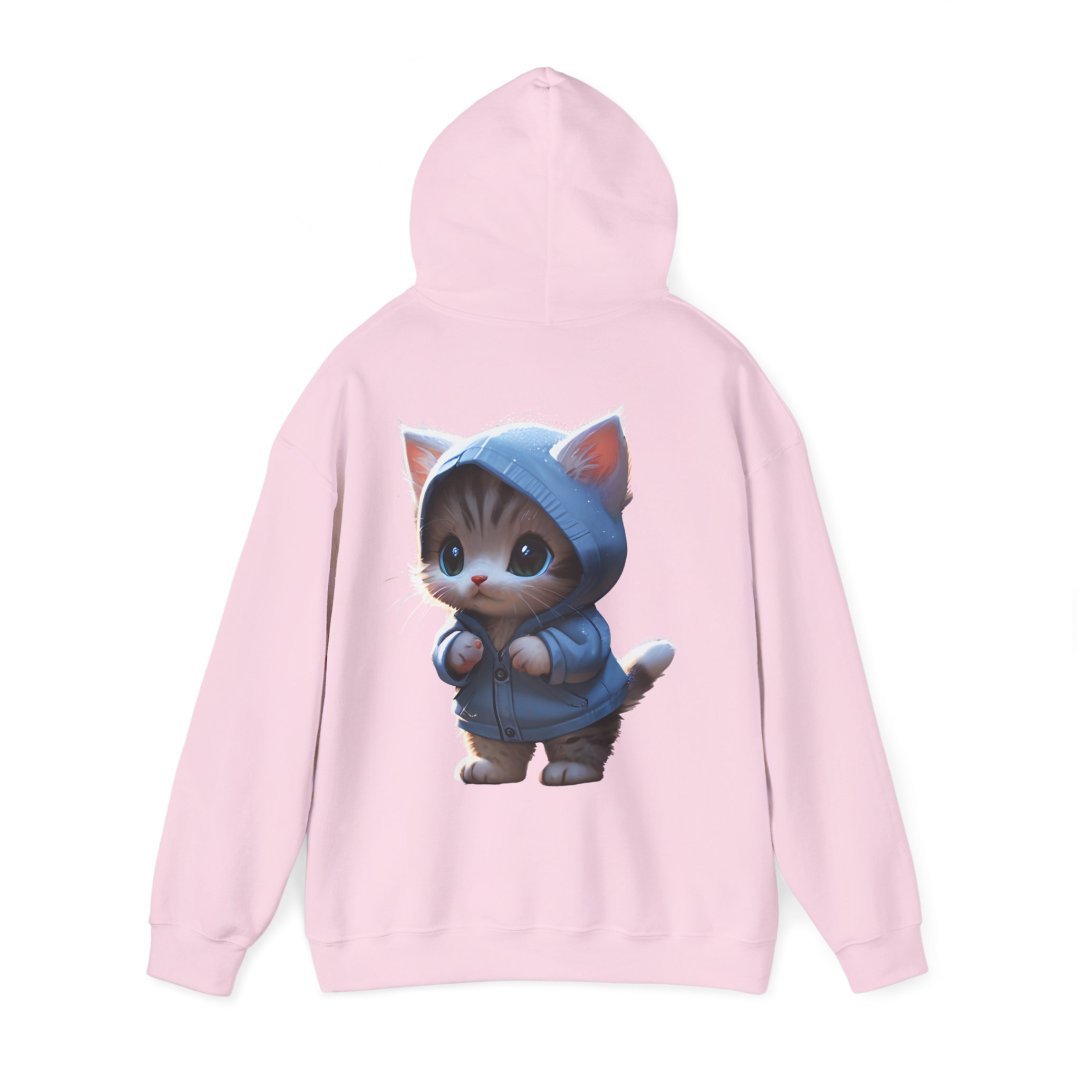 6479266813332988178_2048.jpeg Pink hoodie with cute kitten in a blue hoodie design on the back.