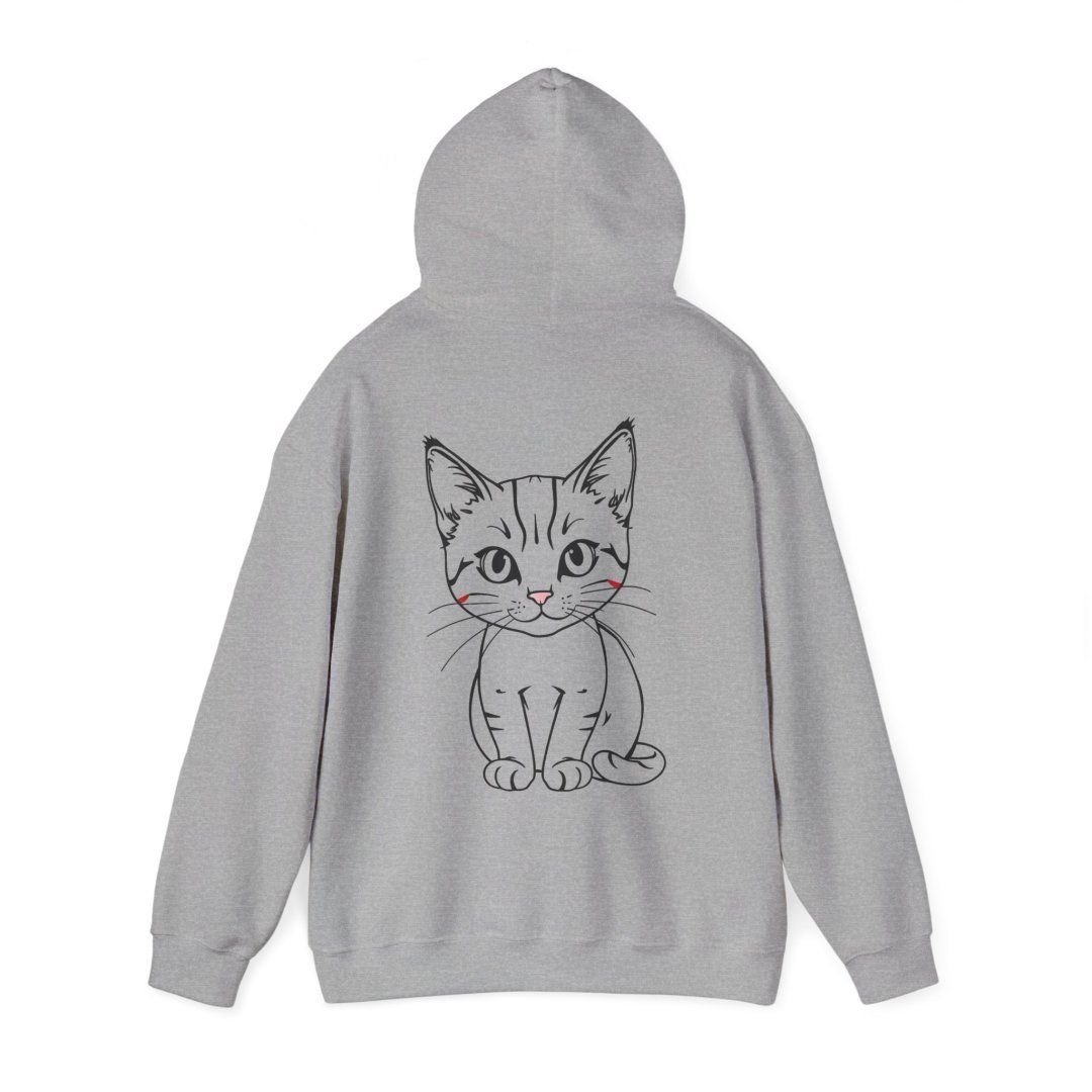 7133777194424649002_2048.jpeg Gray hoodie with a cute cat illustration on the back.
