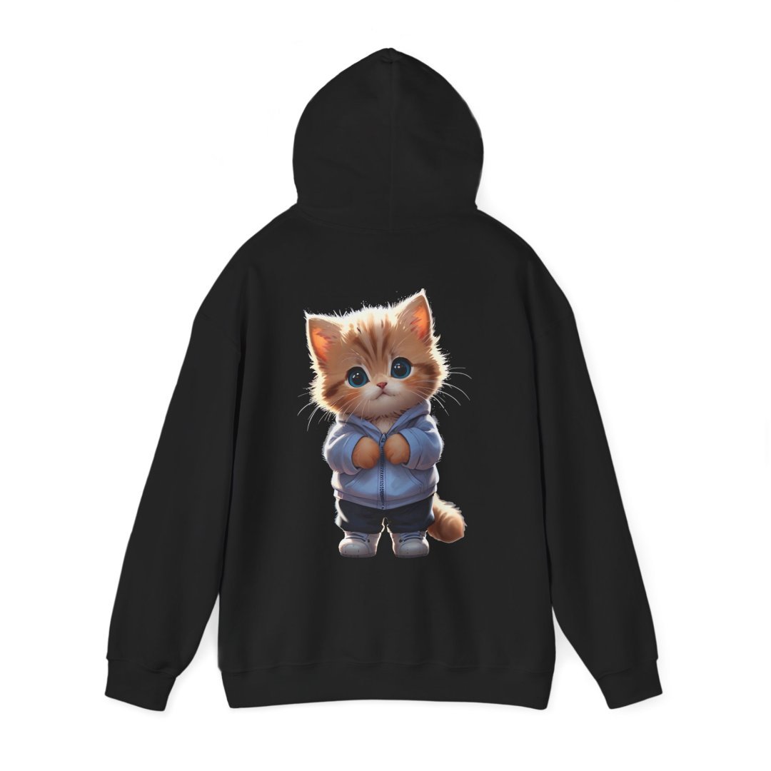 7716450688681763166_2048.jpeg Black hoodie featuring a cute cartoon kitten in a blue hoodie.