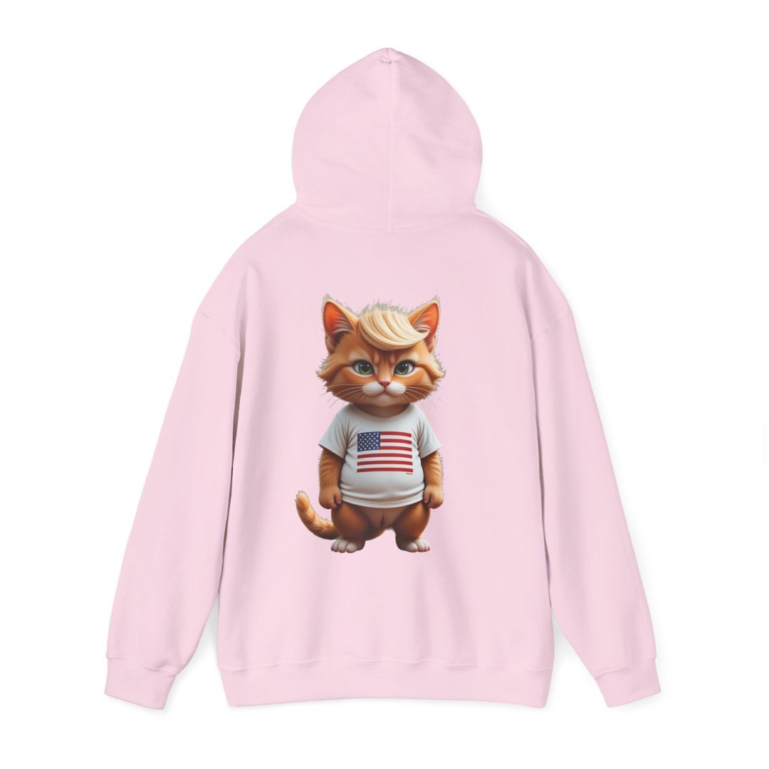 7856027784914032758_2048.jpeg Pink hoodie with a cute cat wearing an American flag shirt.