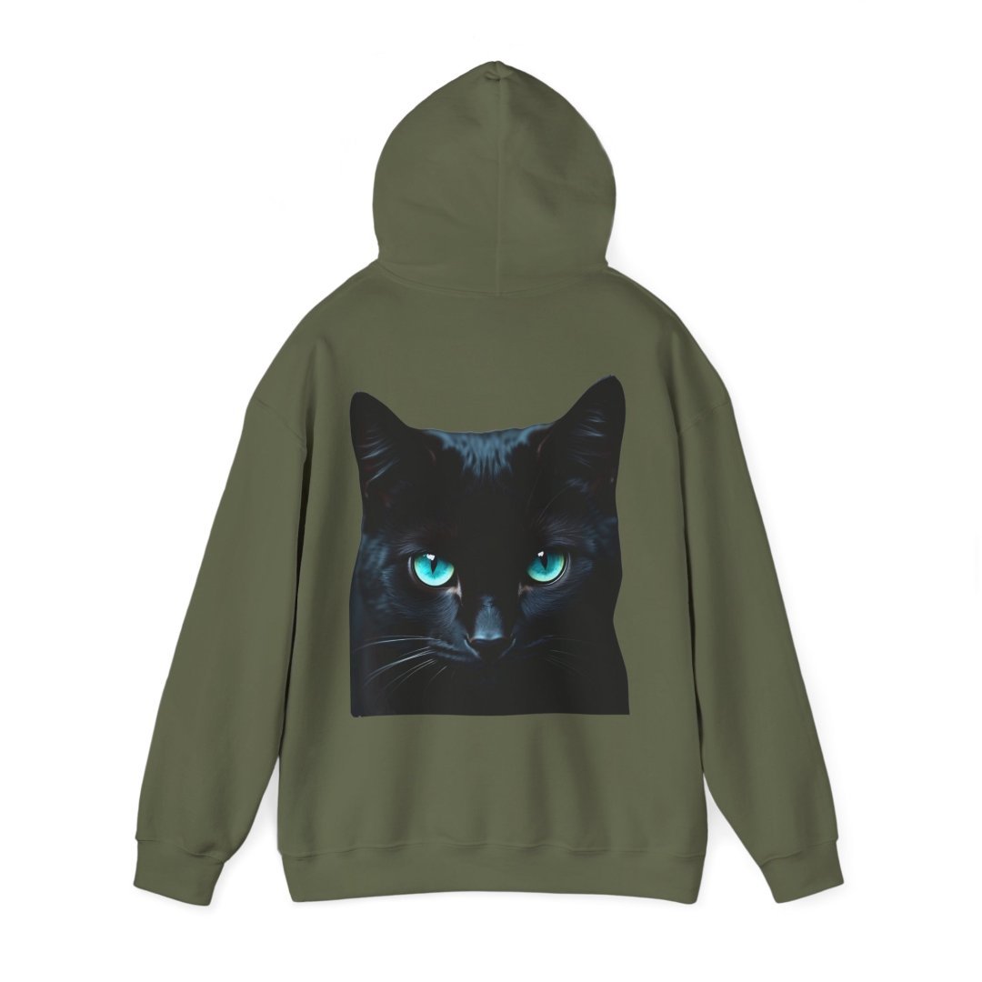 857746122344790897_2048.jpeg Olive green hoodie with a black cat graphic on the back.