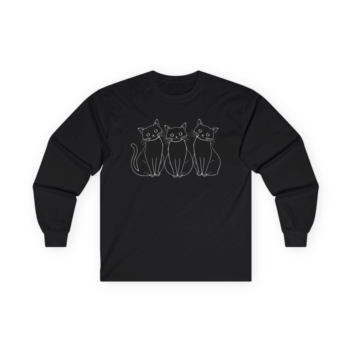 Three Cats Line Art Long Sleeve Tee