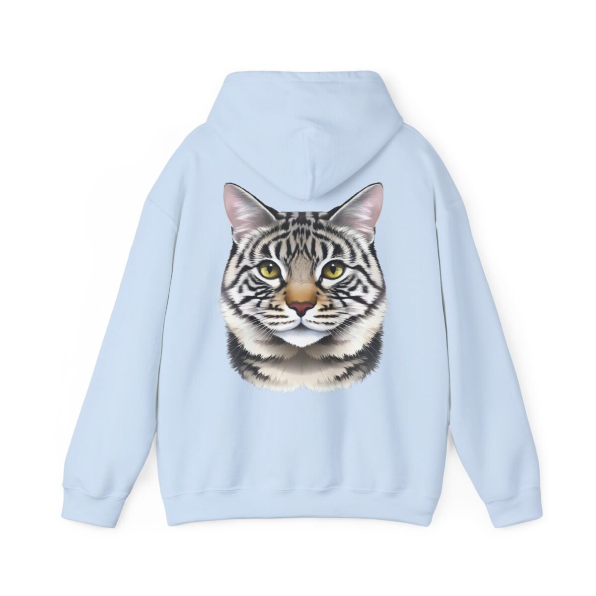 8922133832317133719_2048.jpeg Light blue hoodie with a tabby cat's head graphic on the back.