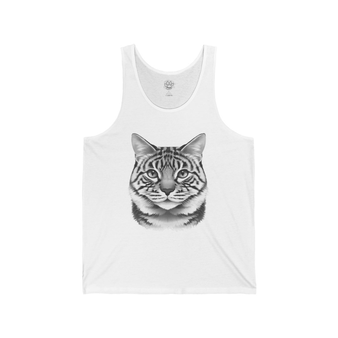 11779761925985044139_2048.jpeg White tank top with a detailed cat face design.