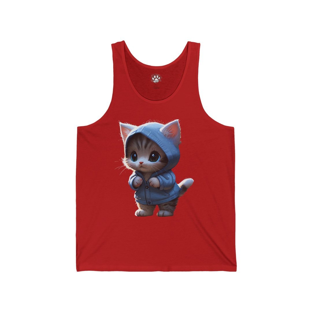 Cute Kitten in Blue Hoodie Unisex Tank Top