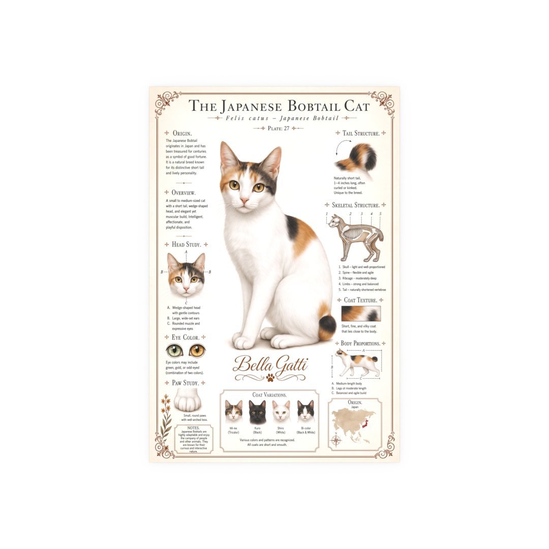 12784934215895610540_2048-1.jpeg Illustration of a Japanese Bobtail cat with detailed features.