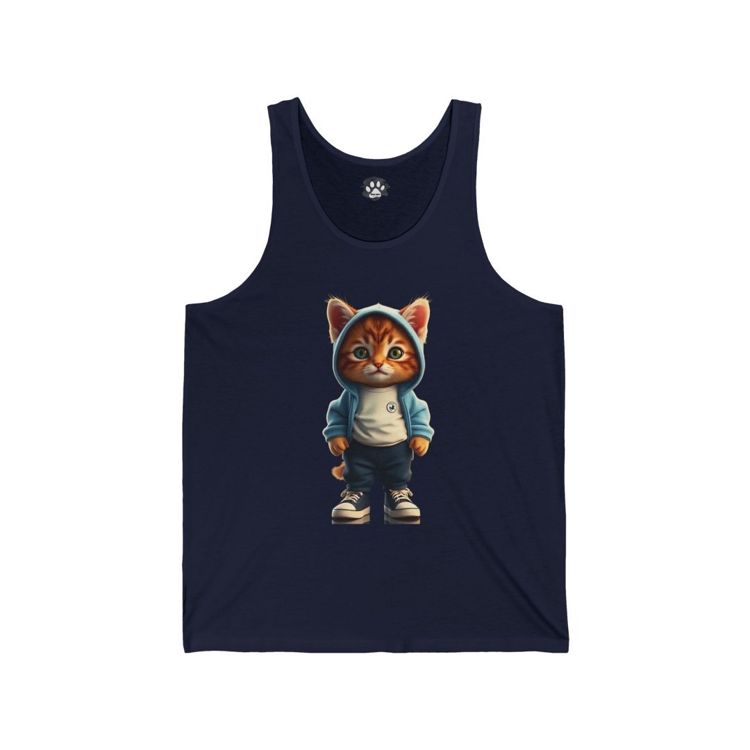 13741969429703990752_2048.jpeg Tank top featuring a cute cat in a hoodie and sneakers.