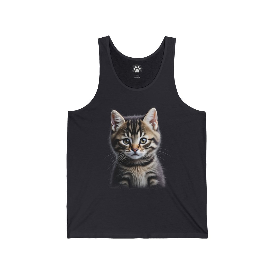 13833741630844154770_2048.jpeg Black tank top featuring a cute tabby kitten illustration.