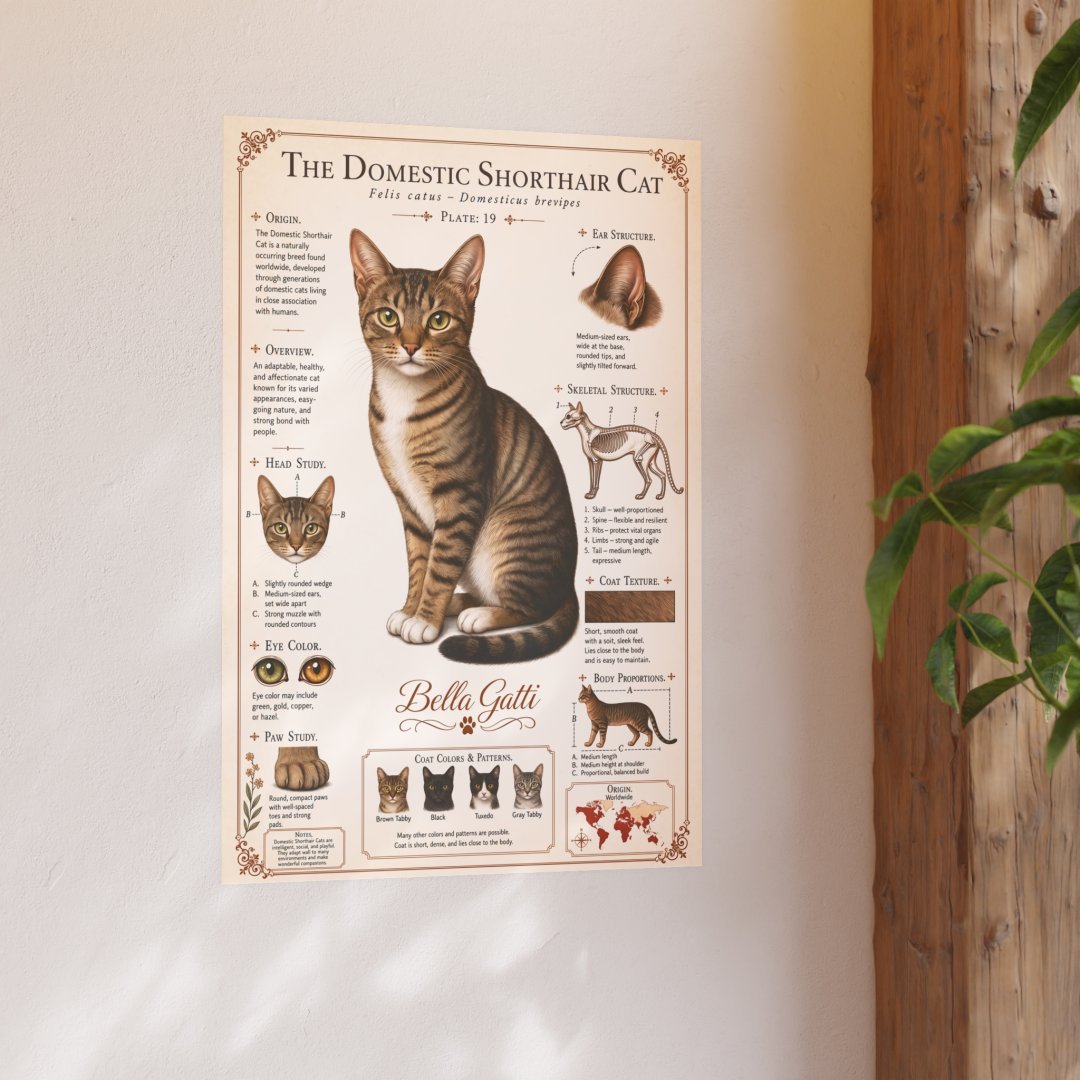1392277406033988810_2048.jpeg Illustrated poster of a Domestic Shorthair cat with detailed features.
