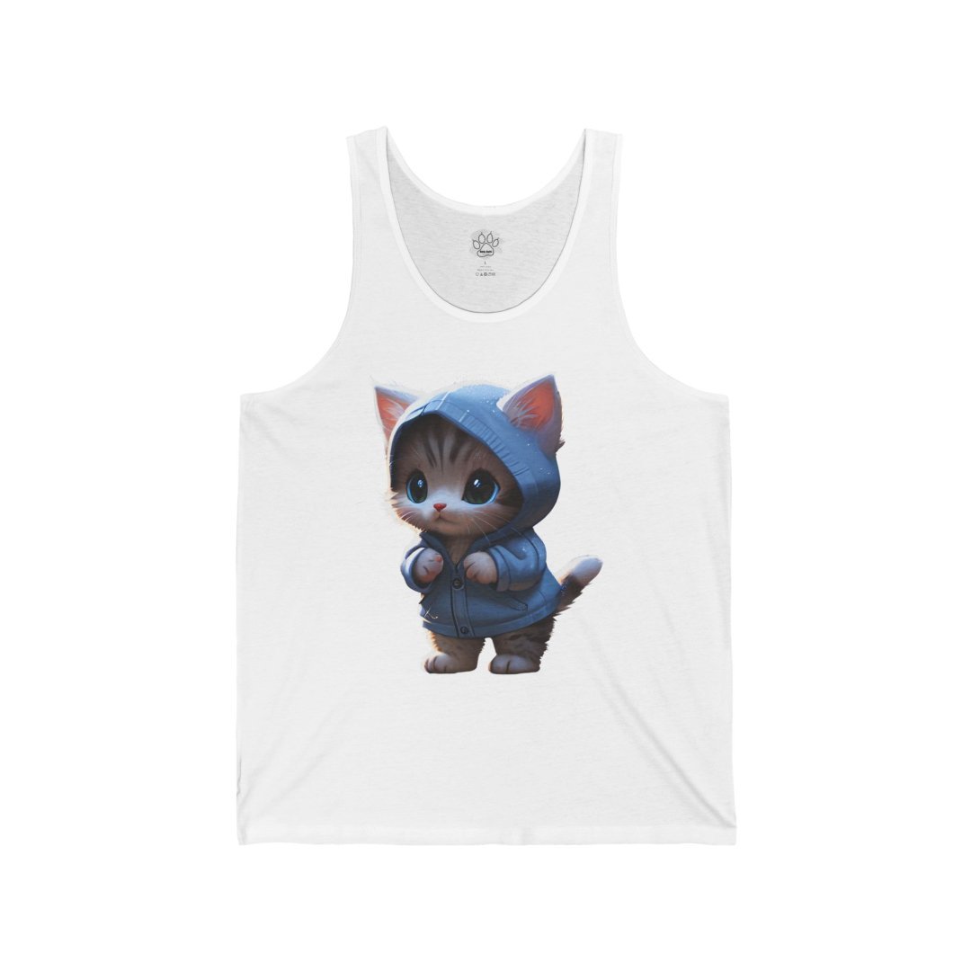 15353702933289173148_2048.jpeg Cute kitten in a blue hoodie on a white tank top.