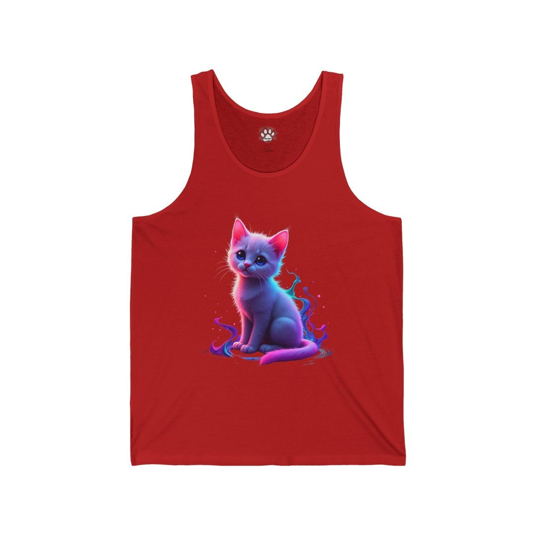 16319170992267348149_2048.jpeg Red tank top with a colorful illustration of a cute kitten.