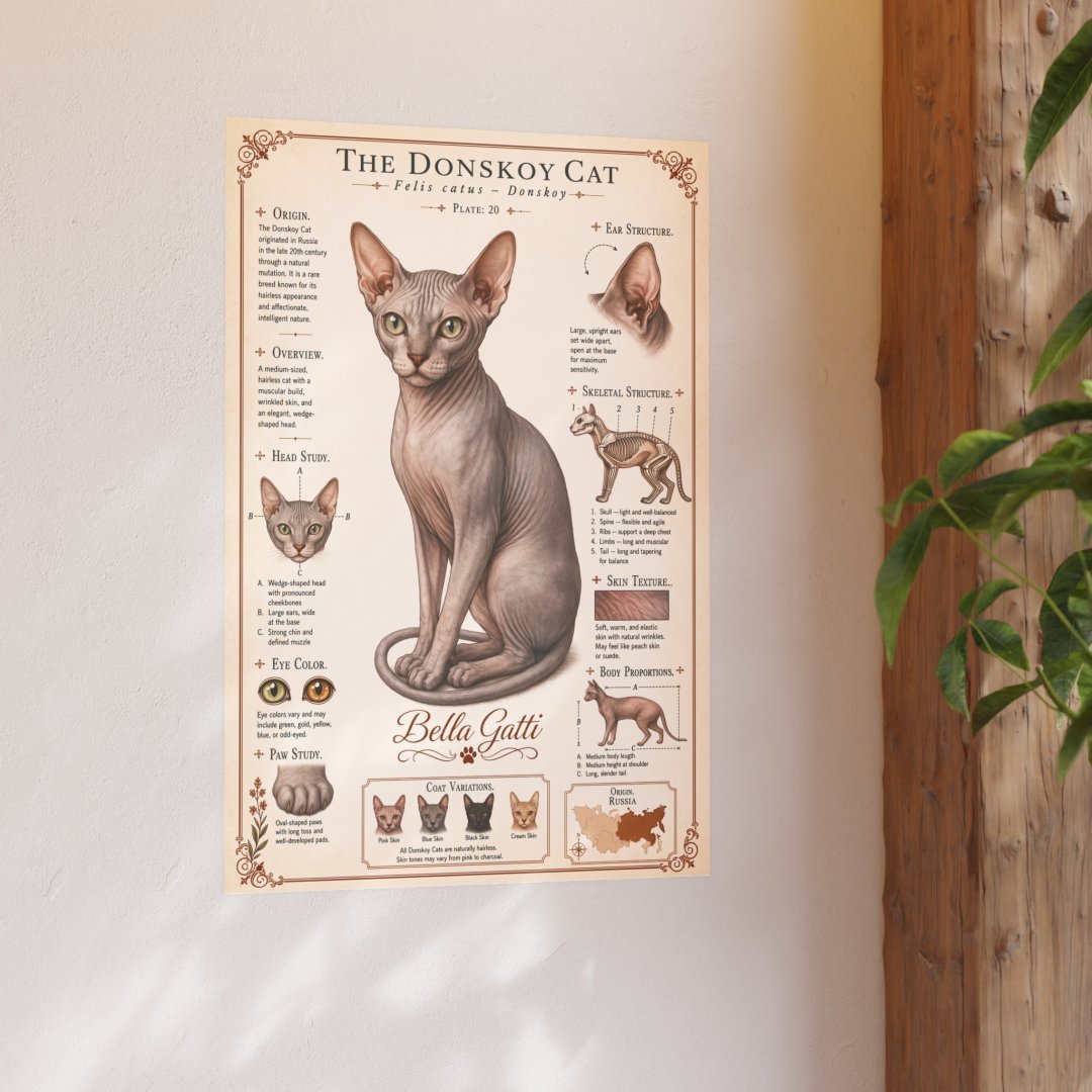 16424898137204504395_2048.jpeg Poster of the Donskoy Cat with illustrations and information.