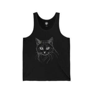 Minimalist Line Art Cat Tank Top