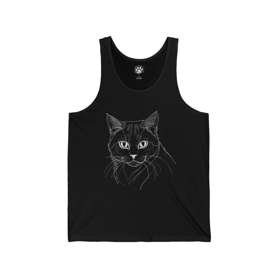 Minimalist Line Art Cat Tank Top