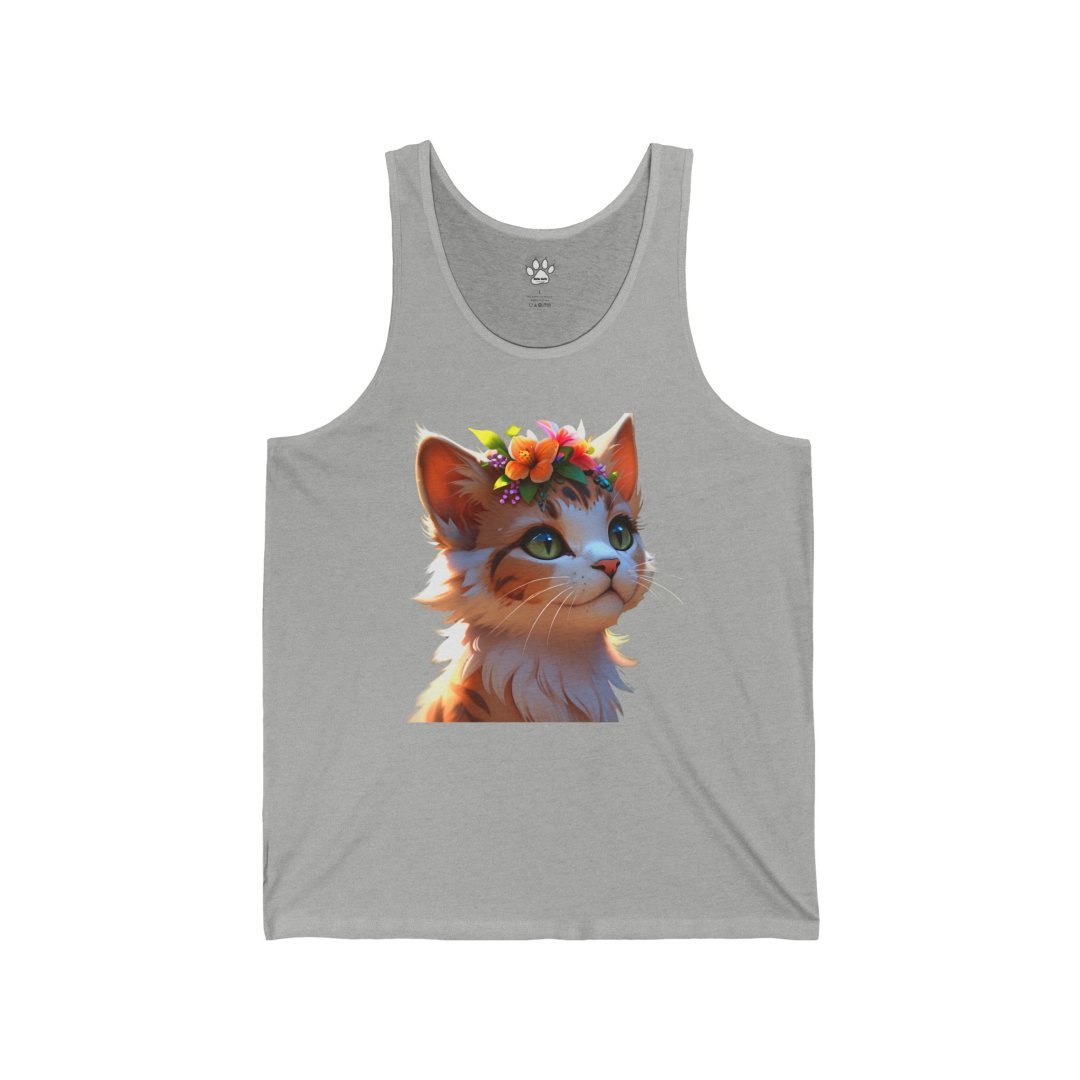 2092534054088976711_2048.jpeg Gray tank top with a cute kitten wearing a flower crown.