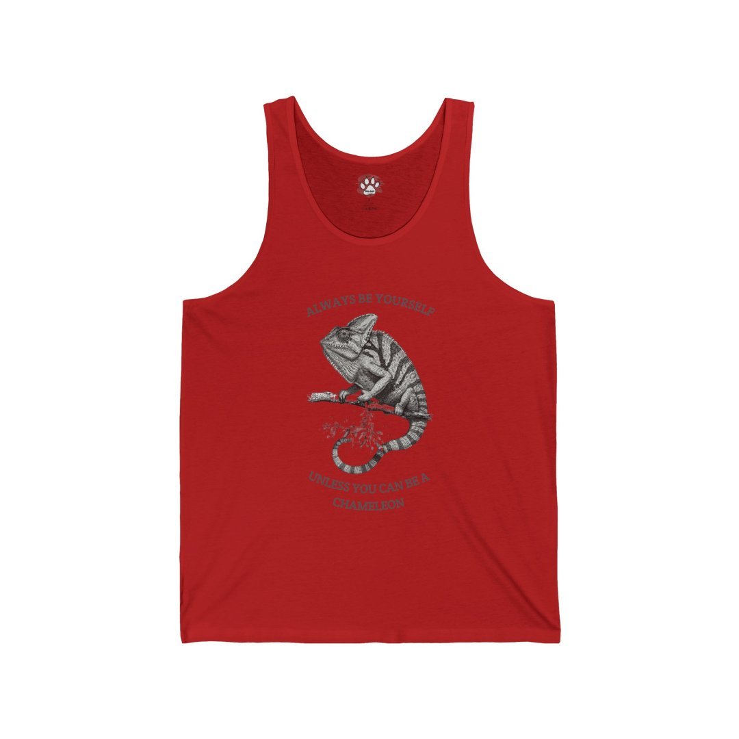 2245974193228973412_2048.jpeg Red tank top with a chameleon graphic and text.