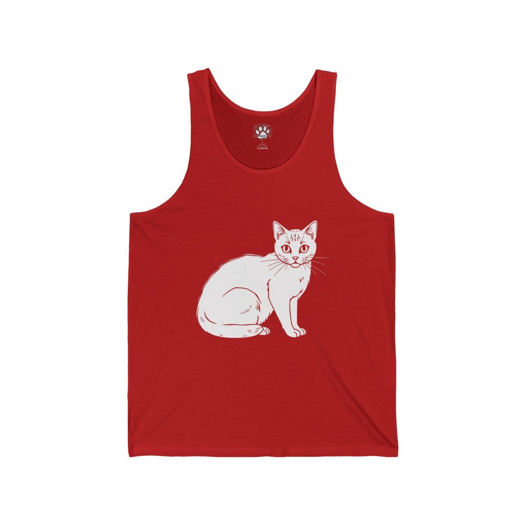 2392897649382053956_2048.jpeg Red tank top with a white cat illustration.