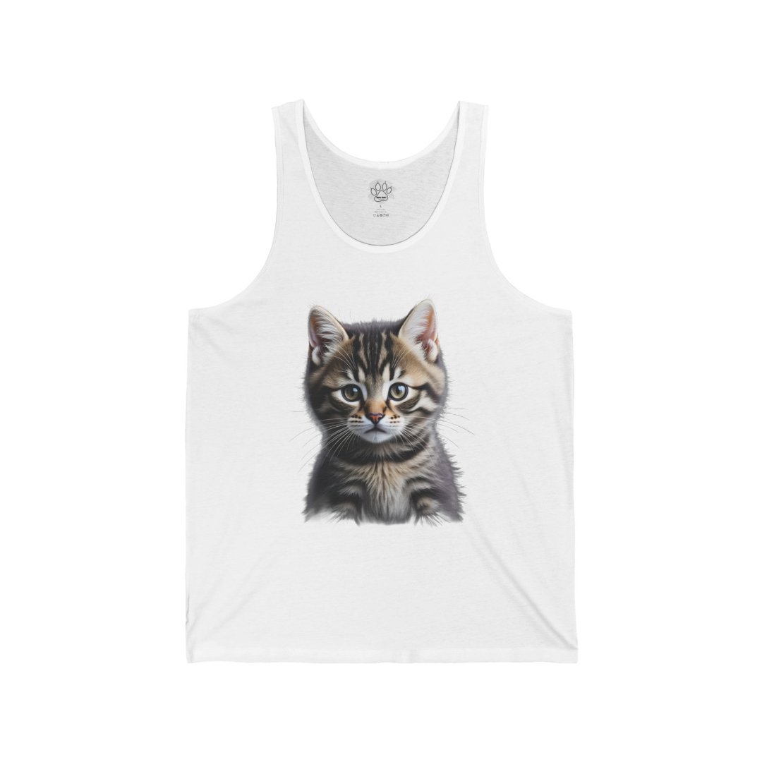 2629290420992546643_2048.jpeg White tank top with a cute kitten illustration on the front.