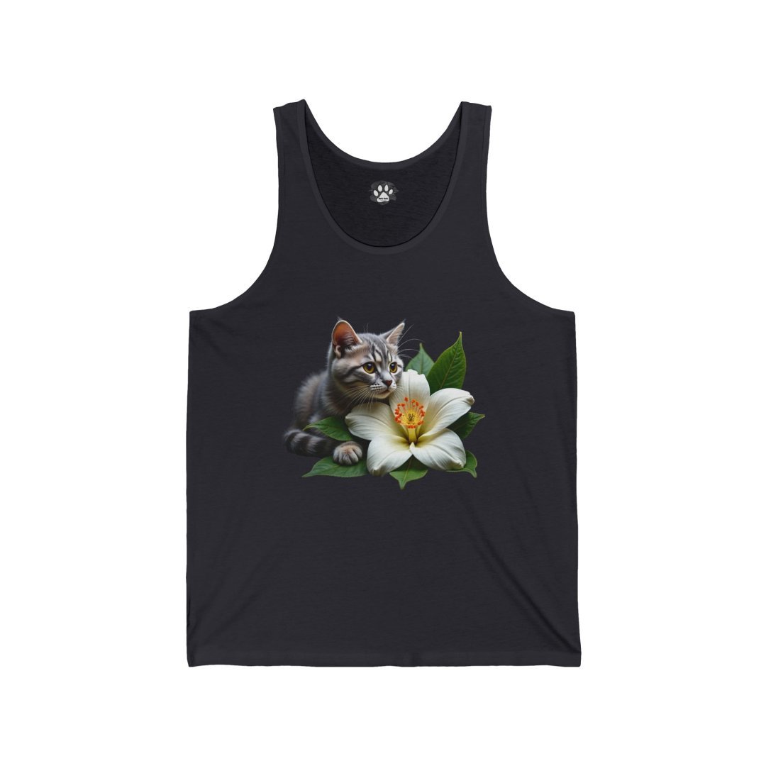 2819566436692118298_2048.jpeg Tank top with a kitten and a white lily design.