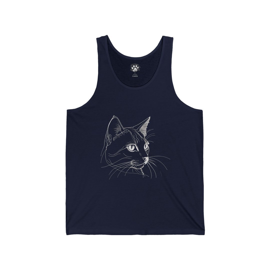 Minimalist Cat Art Unisex Tank Top
