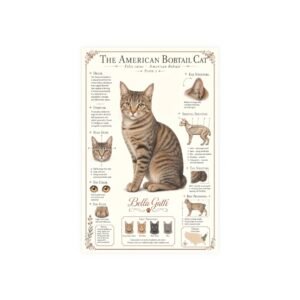 Vintage Butterfly Unisex Tank Top Illustrated guide of the American Bobtail cat with detailed features.