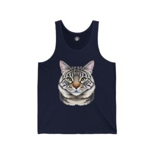 Vintage Butterflies Graphic Unisex Hoodie Navy tank top with a realistic cat face design.