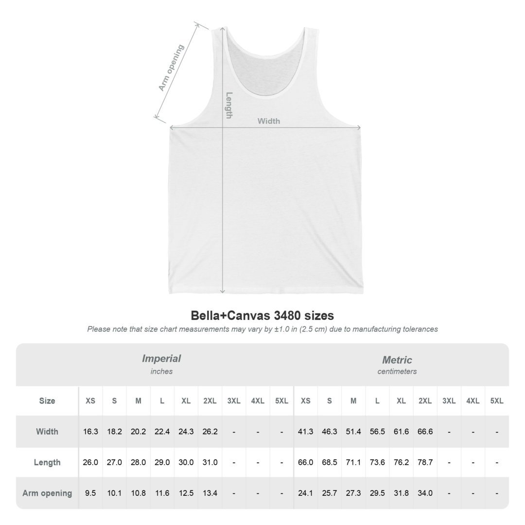 7952786076998037460_2048.jpeg Bella+Canvas 3480 size chart with tank top diagram and measurements.