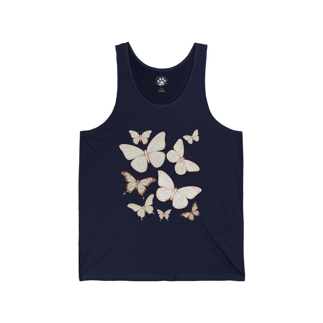 8051480498555321132_2048.jpeg Navy tank top with a butterfly design.