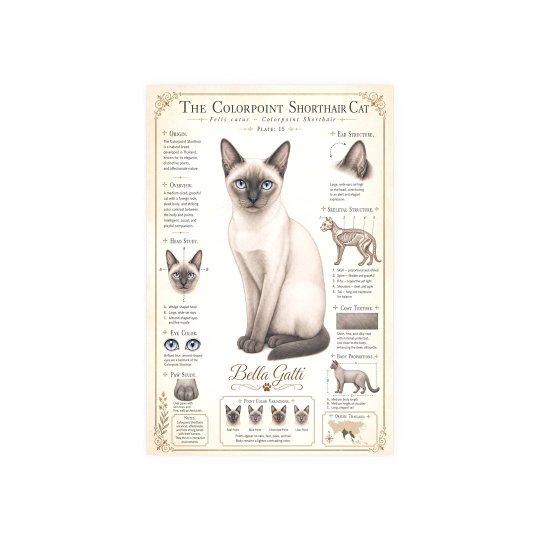 Illustrated guide of the Colorpoint Shorthair cat breed.
