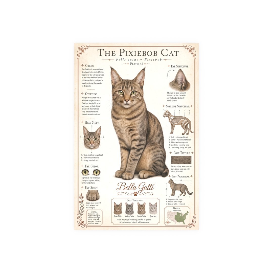 11799905459135465432_2048.jpeg Illustration of a Pixiebob cat with detailed breed information.