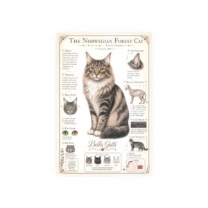 Khao Manee Cat Breed Poster Norwegian Forest Cat Breed Poster