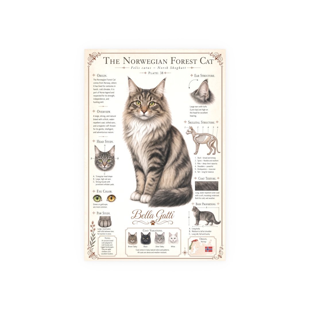 Norwegian Forest Cat Breed Poster