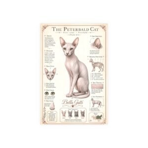 Persian Cat Breed Poster Illustrated guide to the Peterbald cat breed.
