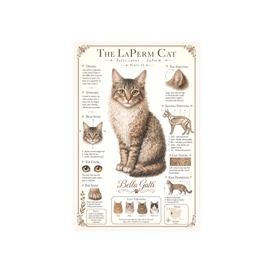 16808102053986878892_2048.jpeg Illustrated guide of the LaPerm cat breed with detailed features.